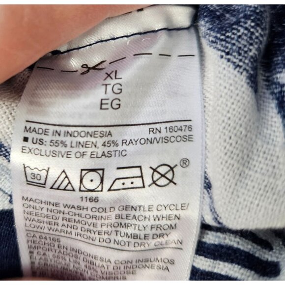 Tropical Womens Size XL Linen Rayon Leaf Print Button Up Sundress Casual Summer - Picture 10 of 10